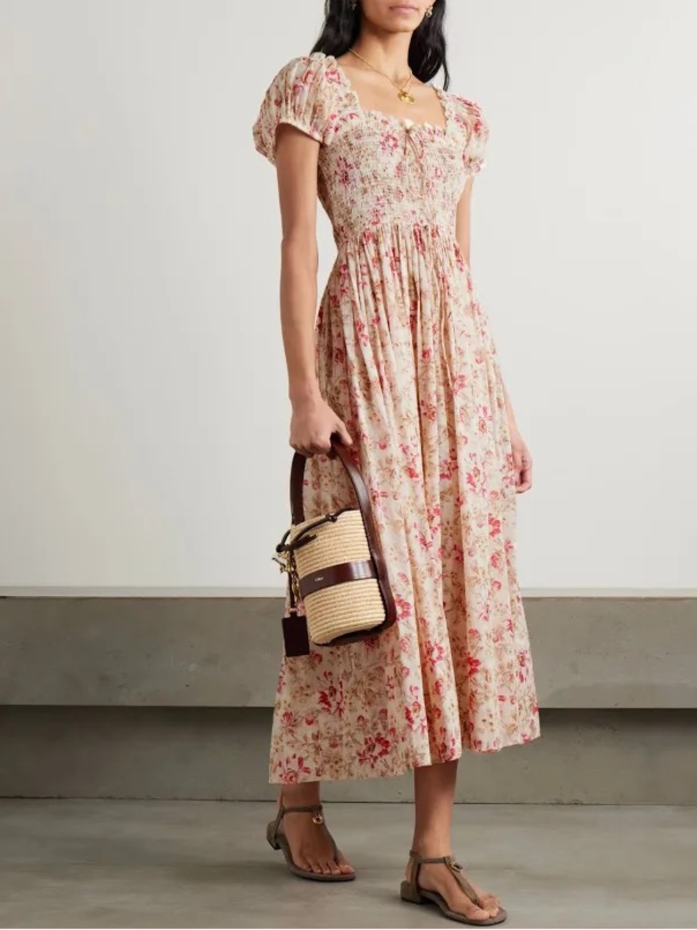 DÔEN Stanza Lace Floral Cotton Voile Midi Dress • Size L • NWT Pristine SoldOut - Picture 1 of 7